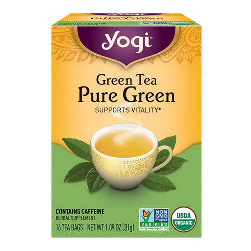 Yogi Green Tea Pure Green Herbal Supplement Tea Bags - 16 Ea